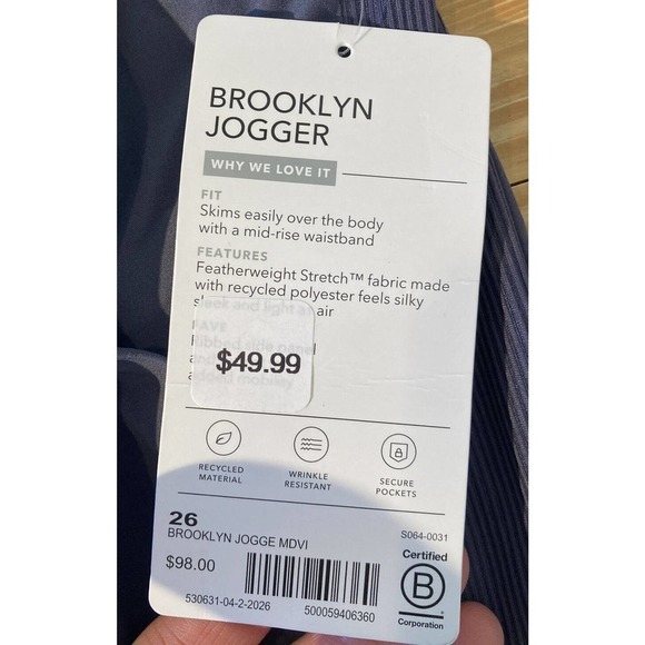 NWT Athleta Brooklyn Jogger Pants Size 26 Women’s Blue MSRP $98 - Picture 3 of 10